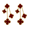 MOONDUST Gold Plated Red Clover Style Flower Drop Earrings for women (MD_92_R)