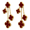 MOONDUST Gold Plated Red Clover Style Flower Drop Earrings for women (MD_92_R)