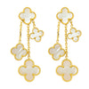 MOONDUST Gold Plated White Clover Style Flower Drop Earrings for women (MD_92_W)