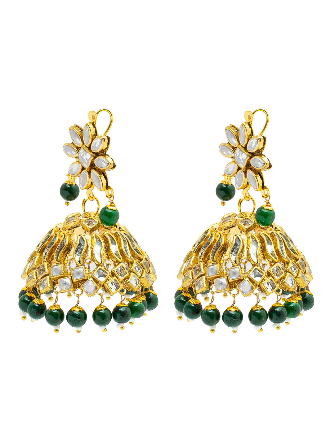 925 Sterling Silver Kundan Hyderabadi Jewelry Jhumka Earrings,Jadau Polki  Tikka,Maang Tikka | Gold jewelry for sale, Gold earrings designs, Gold jhumka  earrings