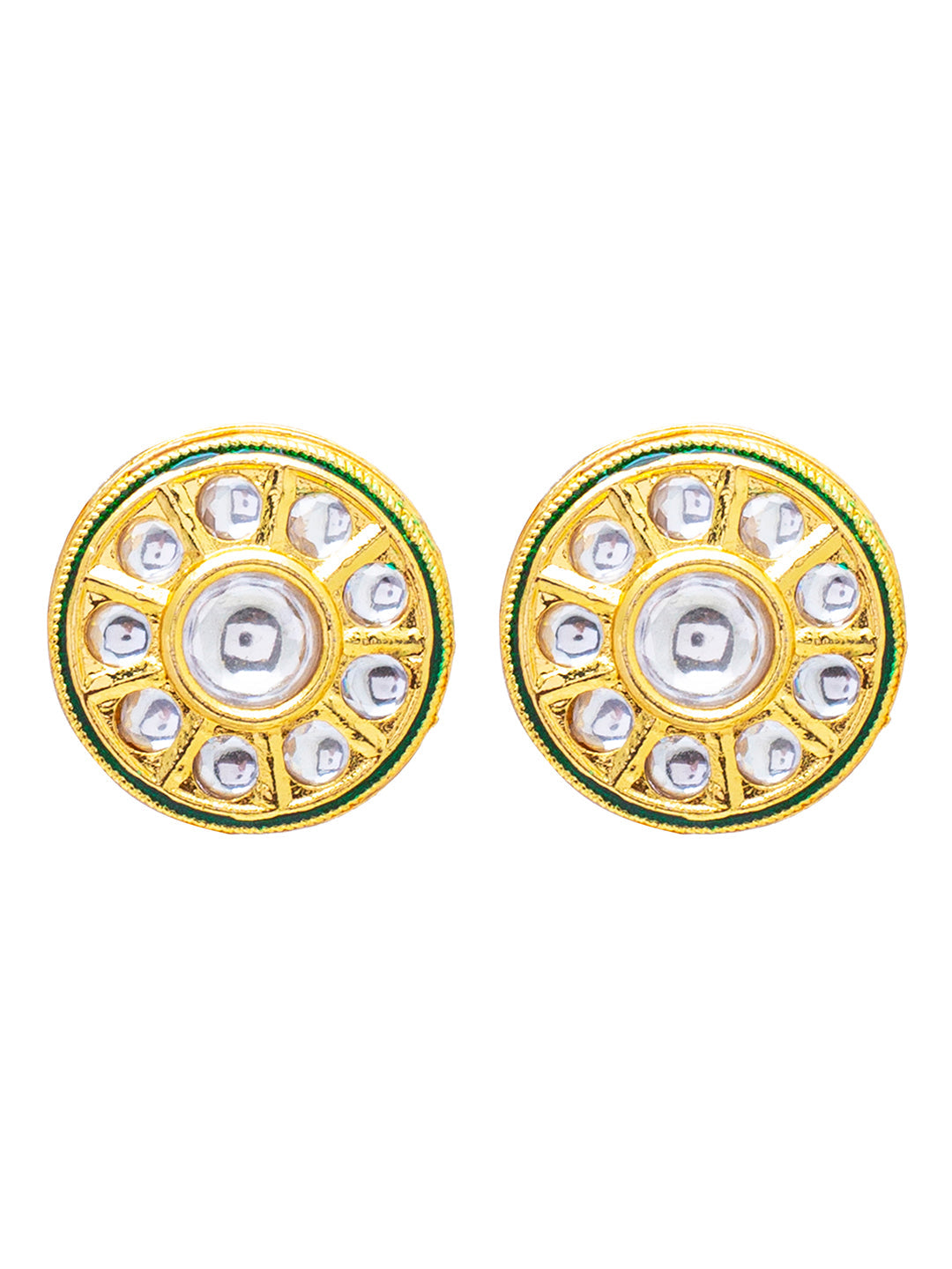Shining Jewel Traditional Indian Gold Plated Pure Copper, LCT, Pearls and CZ studded Traditonal Kundan Polki Ethnic Big Stud Eaarrings for Women (SJE_02_W)