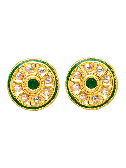 Shining Jewel Traditional Indian Gold Plated Pure Copper, LCT, Pearls and CZ studded Traditonal Kundan Polki Ethnic Small Stud Eaarrings for Women (SJE_03_G)