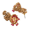 Traditional Indian Matte Gold Oxidised CZ Crystal Studded Temple Jhumka Earring For Women - Gold Maroon (SJE_104_G_M)