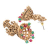 Traditional Indian Matte Gold Oxidised CZ Crystal Studded Temple Jhumka Earring For Women - Gold Ruby Green (SJE_104_G_R_G)