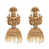 Traditional Indian Matte Gold Oxidised CZ Crystal Studded Temple Jhumka Earring For Women - Gold White (SJE_104_G_W)