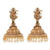 Traditional Indian Matte Gold Oxidised CZ Crystal Studded Temple Jhumka Earring For Women - Gold White (SJE_106_G_W)