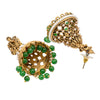 Traditional Indian Matte Gold Oxidised CZ Crystal Studded Temple Jhumka Earring For Women - Gold Green (SJE_108_G_G)