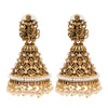 Traditional Indian Matte Silver Oxidised CZ Crystal Studded Temple Jhumka Earring For Women - (SJE_108_G_W)