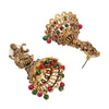 Traditional Indian Matte Gold Oxidised CZ Crystal Studded Temple Jhumka Earring For Women-Gold Green Ruby (SJE_109_G_G_R)
