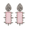 Traditional Indian Matte Silver Oxidised CZ Crystal Studded Danglers Drop Earring For Women-Silver  Light Pink (SJE_114_S_LP)