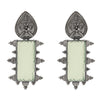 Traditional Indian Matte Silver Oxidised CZ Crystal Studded Danglers Drop Earring For Women-Silver White (SJE_114_S_W)