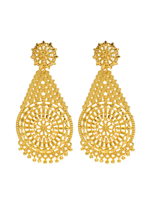 Shining Jewel Traditional Indian Gold Plated Chandelier Long Earring for Women (SJE_11)