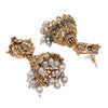 Traditional Indian Matte Gold Oxidised CZ Crystal Studded Temple Jhumka Earring For Women - Gold (SJE_122_G_W)