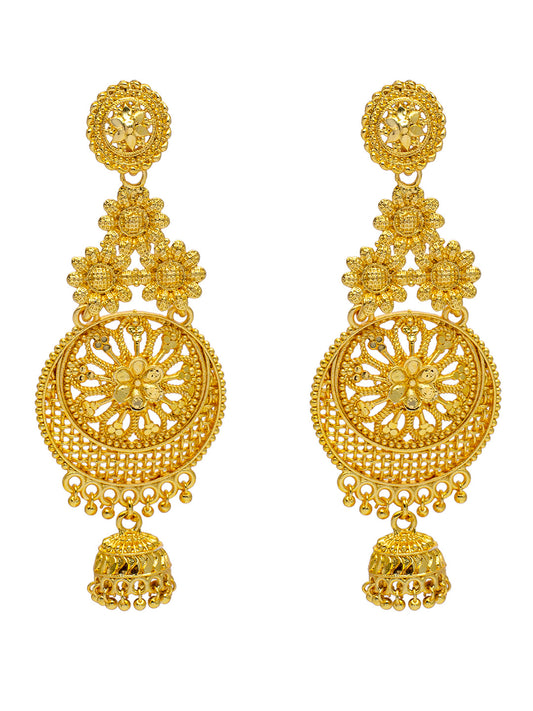 Shining Jewel Traditional Indian Gold Plated Double Layer Chandbali Jhumka Earring for women (SJE_12)