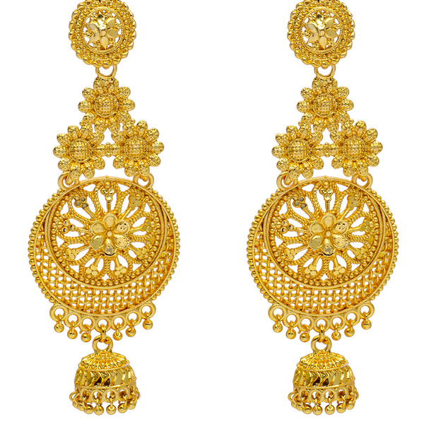 Gold Plated Stone Studded Chandbali Earrings : JCU1037