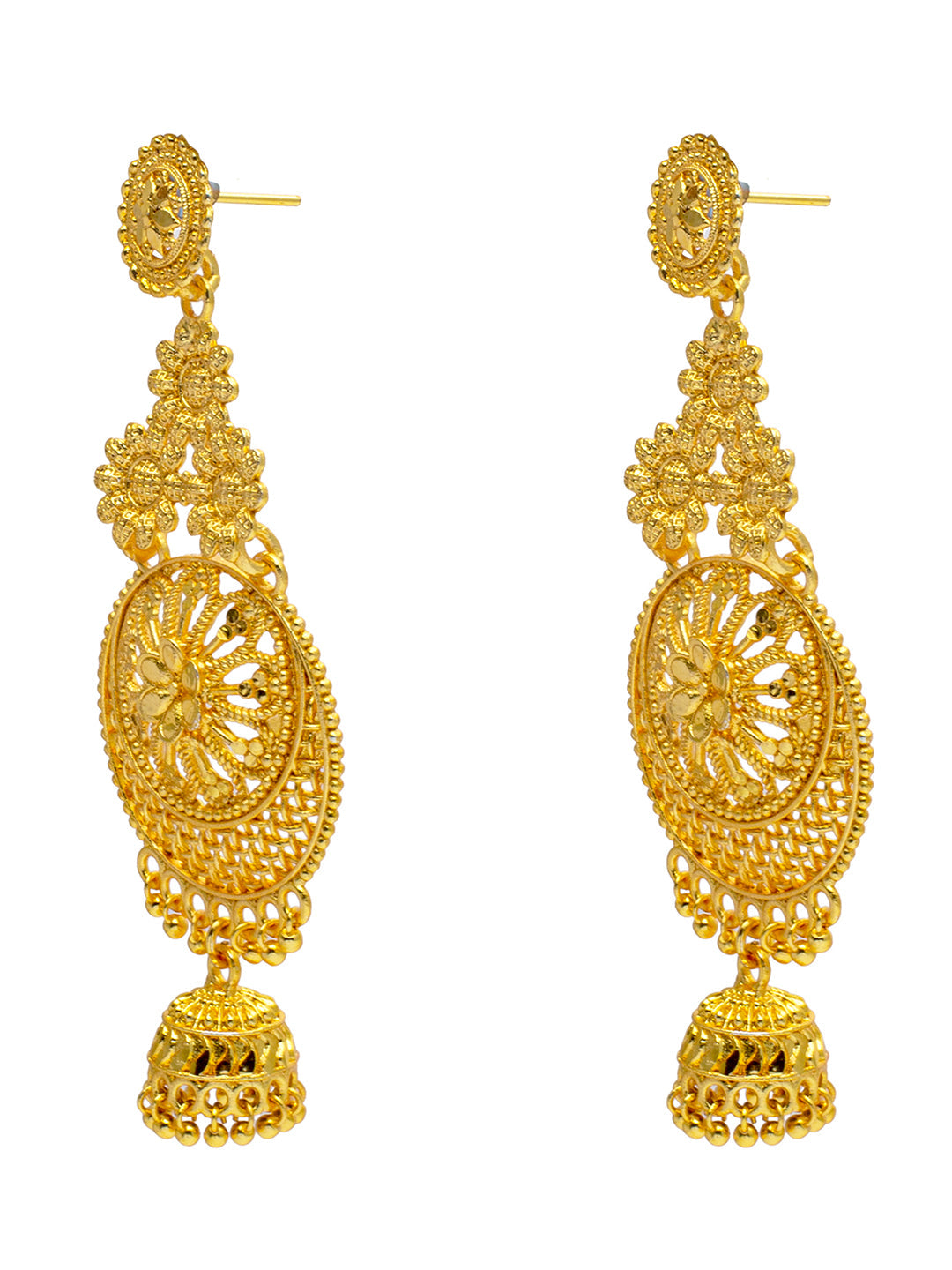 Shining Jewel Traditional Indian Gold Plated Double Layer Chandbali Jhumka Earring for women (SJE_12)