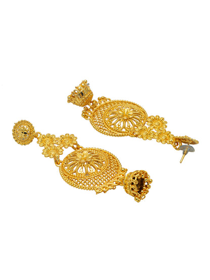 Shining Jewel Traditional Indian Gold Plated Double Layer Chandbali Jhumka Earring for women (SJE_12)