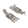 Traditional Indian Matte Silver Oxitised CZ  Crystal Studded Drop Earring For Women - Silver White (SJE_135_S_W)