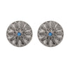 Traditional Indian Matte Silver Oxitised CZ Crystal Studded Motif Stud Earring For Women - Silver Blue (SJE_139_S_BL)