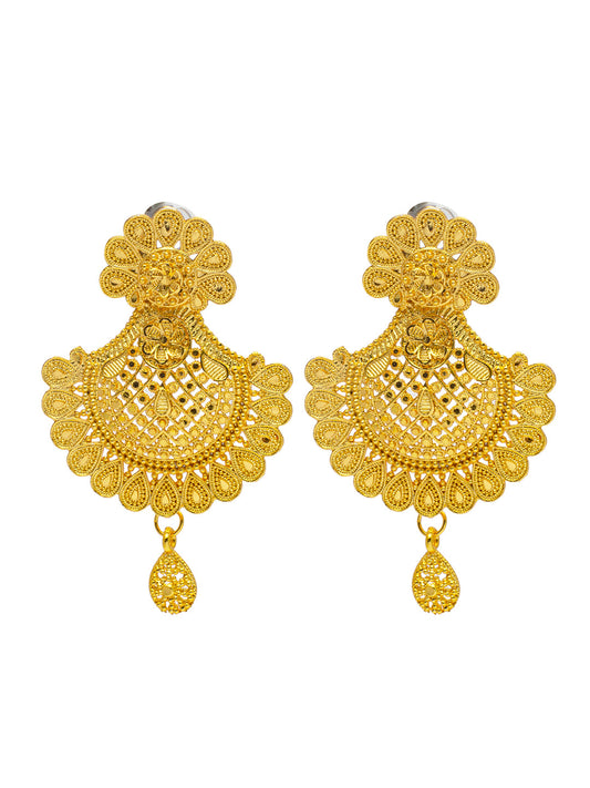 Shining Jewel Traditional Indian Gold Plated Chandbali Earrings for Women (SJE_14)