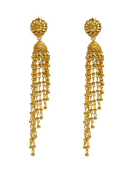 Shining Jewel Traditional Indian Gold Plated Jhumka Long Tassel Earrings for Women (SJE_15)