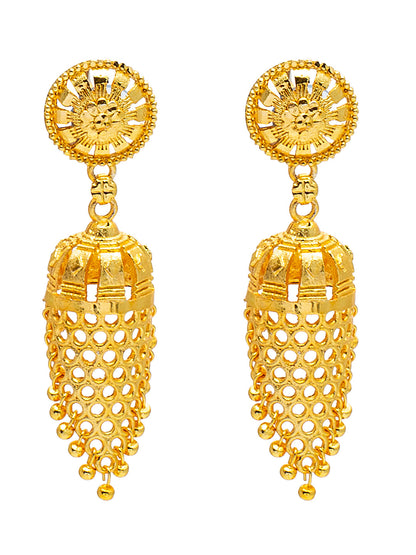 Shining Jewel Traditional Indian Gold Plated Chandelier Layered Jhumka Earring for Women (SJE_16)