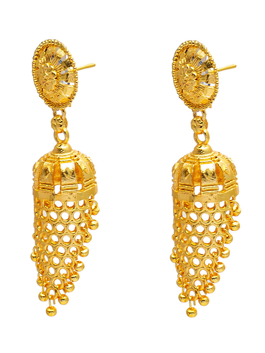 Shining Jewel Traditional Indian Gold Plated Chandelier Layered Jhumka Earring for Women (SJE_16)