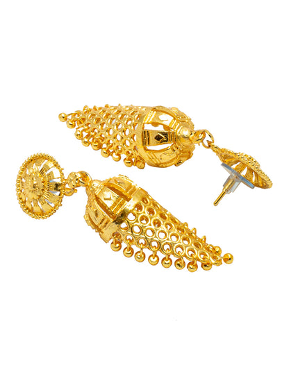 Shining Jewel Traditional Indian Gold Plated Chandelier Layered Jhumka Earring for Women (SJE_16)