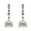 Traditional Indian Matte Silver Oxidised CZ Crystal Studded Jhumka Earring For Women-Silver (SJE_179_S)