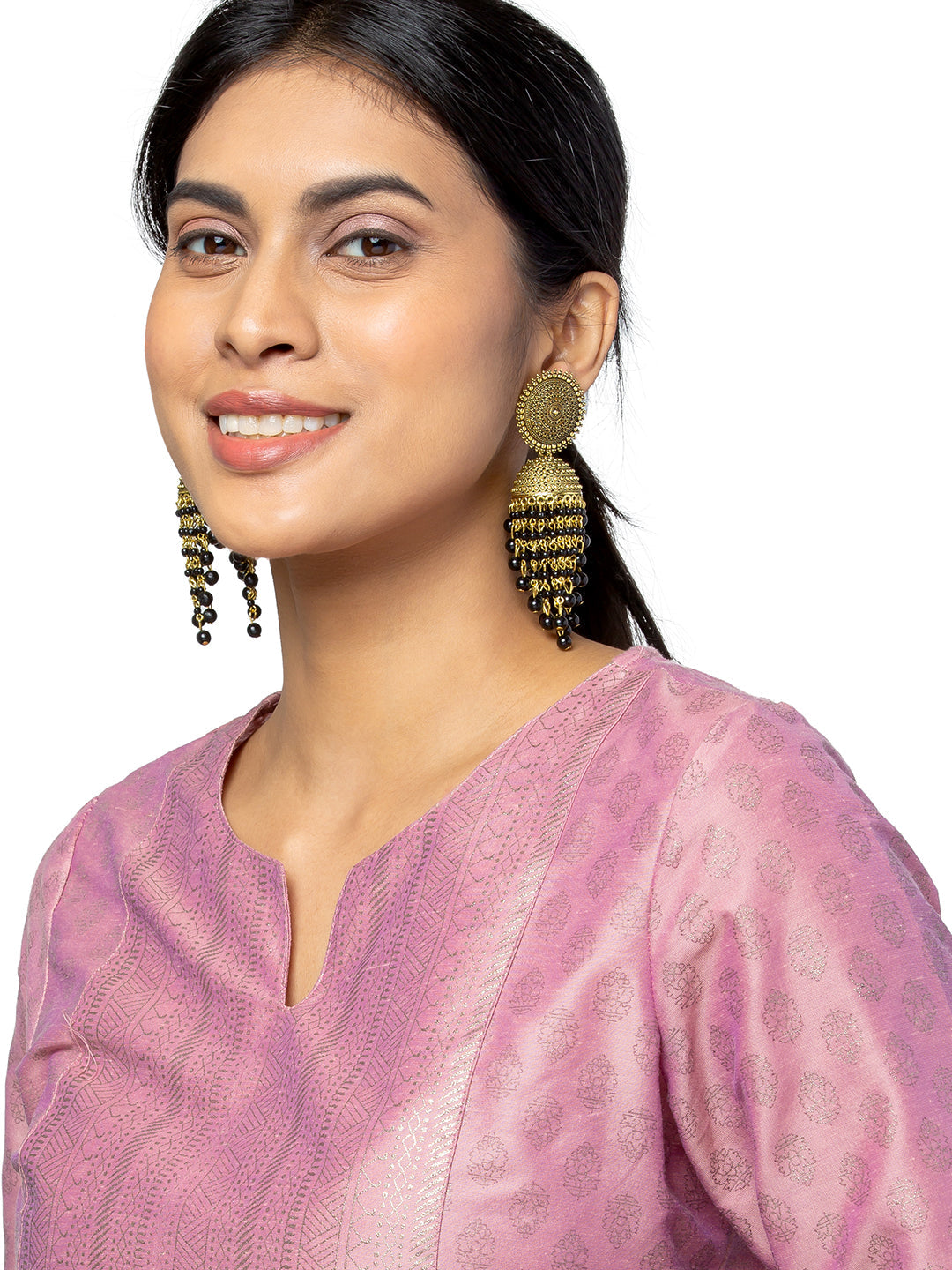 Buy Zehra Silver Tone Peacock Chandbali Earrings (Pink) at Amazon.in