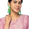 Shining Jewel Traditonal Indian Antique Gold Plated Light Green Meenakari, CZ, Pearls Jhumka Earrings Women (SJE_18_LG)