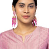 Shining Jewel Traditonal Indian Antique Gold Plated Pink Meenakari, CZ, Pearls Jhumka Earrings Women (SJE_18_P)