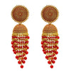 Shining Jewel Traditonal Indian Antique Gold Plated Red Meenakari, CZ, Pearls Jhumka Earrings Women (SJE_18_R)