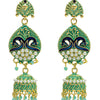 Shining Jewel Gold Plated Traditional Meenakari Peacock Jhumka With CZ, LCT Crystals,Kundan & Pearls Earrings for Women (SJE_19_AQ)