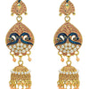 Shining Jewel Gold Plated Traditional Meenakari Peacock Jhumka With CZ, LCT Crystals,Kundan & Pearls Earrings for Women (SJE_19_LP)