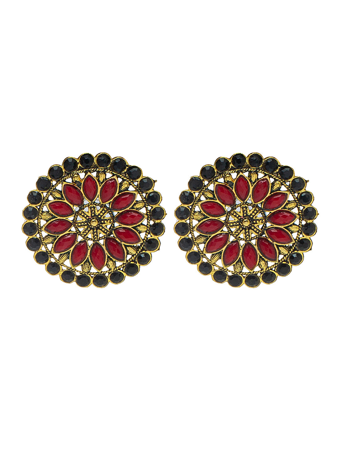 Shining Jewel Gold Plated Meenakari CZ, LCT Crystals Stud Earrings for Women (SJE_21_BR)
