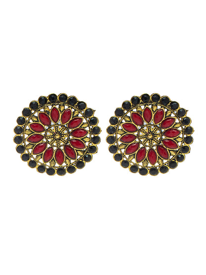 Shining Jewel Gold Plated Meenakari CZ, LCT Crystals Stud Earrings for Women (SJE_21_BR)