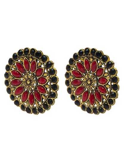 Shining Jewel Gold Plated Meenakari CZ, LCT Crystals Stud Earrings for Women (SJE_21_BR)