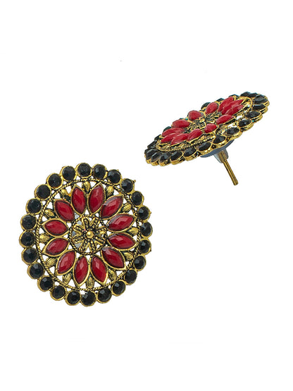 Shining Jewel Gold Plated Meenakari CZ, LCT Crystals Stud Earrings for Women (SJE_21_BR)