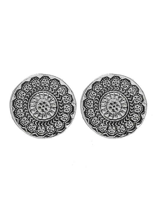 Shining Jewel Traditional Indian Antique Silver Oxidized Stylish Stud Earrings for Women & Girls (SJE_33)