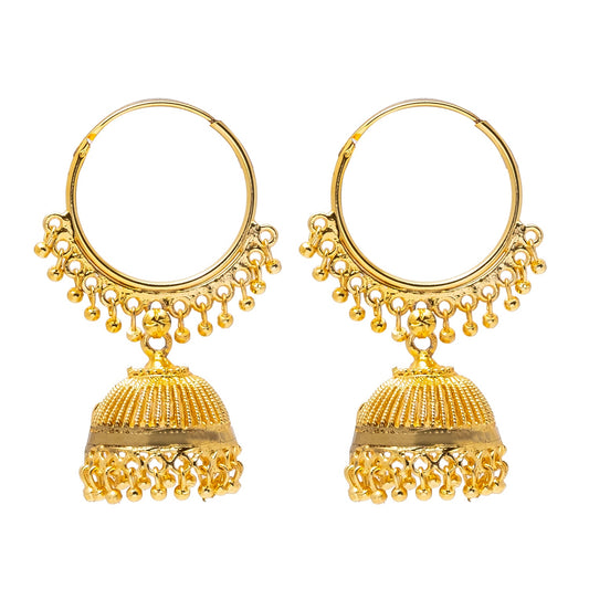 Traditional Gold Plated Medium Size Classic Design Jhumki Earrings for Women (SJE_37)