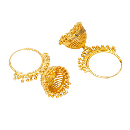 Traditional Gold Plated Medium Size Classic Design Jhumki Earrings for Women (SJE_37)
