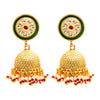 Gold Plated Designer Traditional Ethnic Meenakari Kundan, Cluster Pearls Jhumka Earrings Women (SJE_38_1)