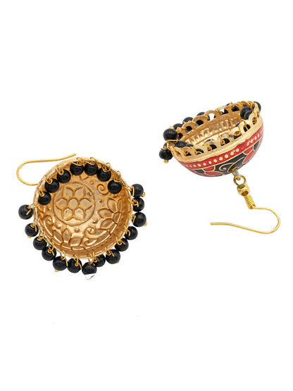 Handcrafted Large Size Gold Plated Design Traditional Ethnic Meenakari Kundan Jhumka Earrings Women (SJE_39_L_MC_09)