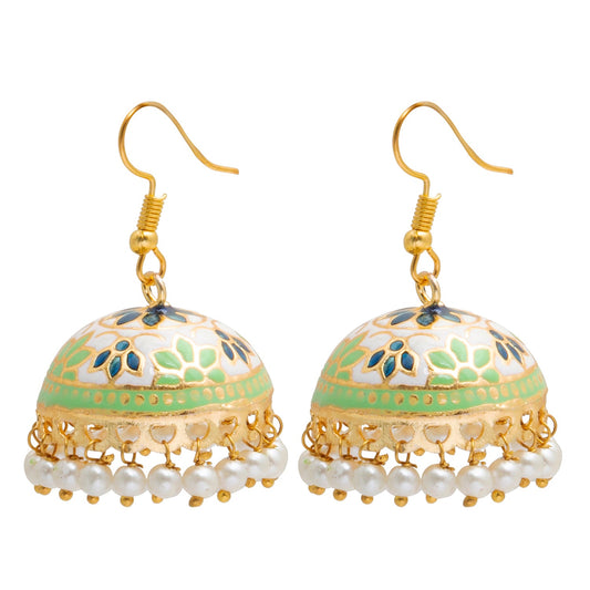Handcrafted Large Size Gold Plated Design Traditional Ethnic Meenakari Kundan Jhumka Earrings Women SJE_39_L_MC_01