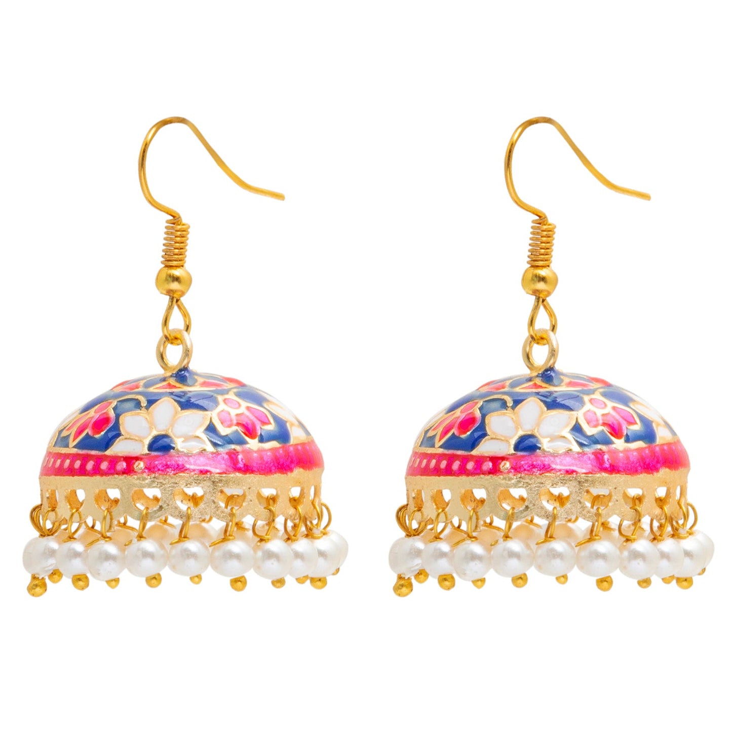 Handcrafted Large Size Gold Plated Design Traditional Ethnic Meenakari Kundan Jhumka Earrings Women SJE_39_L_MC_04