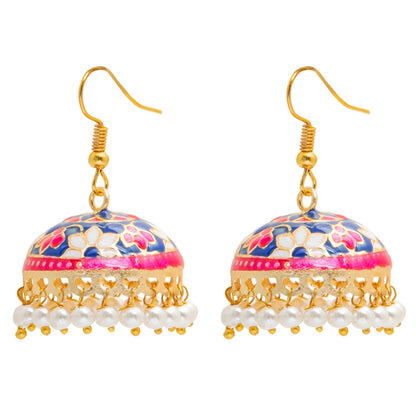 Handcrafted Large Size Gold Plated Design Traditional Ethnic Meenakari Kundan Jhumka Earrings Women SJE_39_L_MC_04