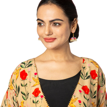 Handcrafted Large Size Gold Plated Design Traditional Ethnic Meenakari Kundan Jhumka Earrings Women SJE_39_L_MC_04