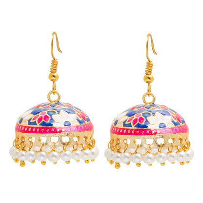 Handcrafted Large Size Gold Plated Design Traditional Ethnic Meenakari Kundan Jhumka Earrings Women SJE_39_L_MC_04
