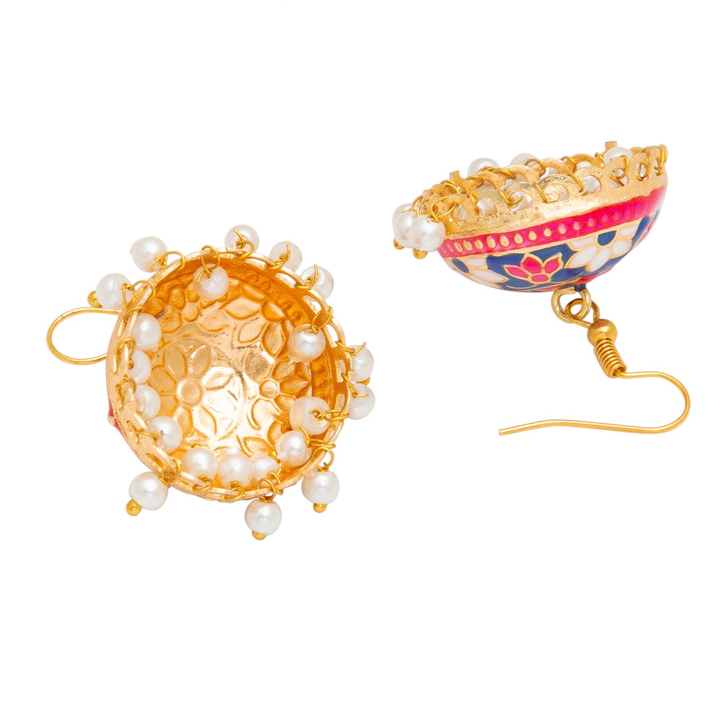 Handcrafted Large Size Gold Plated Design Traditional Ethnic Meenakari Kundan Jhumka Earrings Women SJE_39_L_MC_04